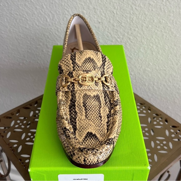 Sam Edelman Lucca Snake Print Leather Ruched Bit Buckle Flat Loafers NIB Sz 7M - Picture 5 of 7